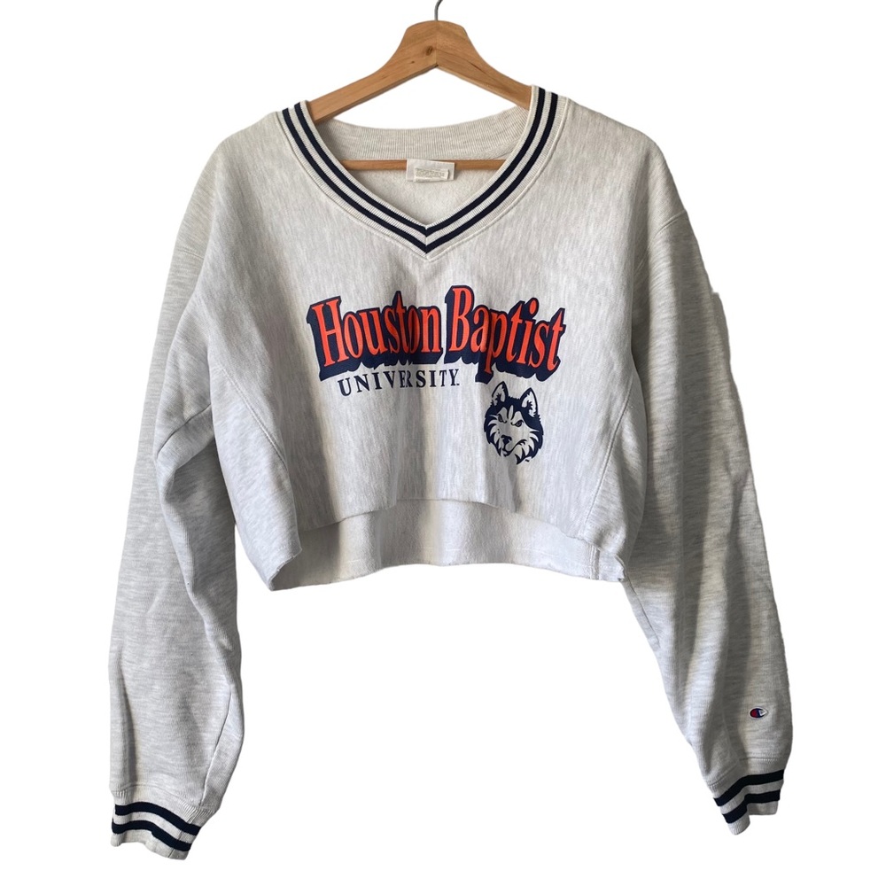 Champion Reverse Weave Houston Baptist University HBU Crop Sweater Womens Small